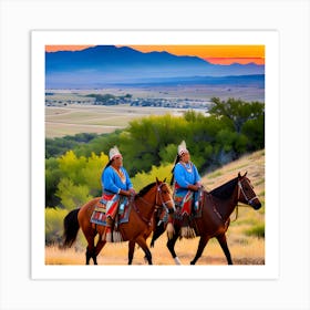 Two Native Americans On Horseback 1 Art Print