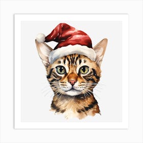 Bengal Cat In Santa Hat 7 Art Print