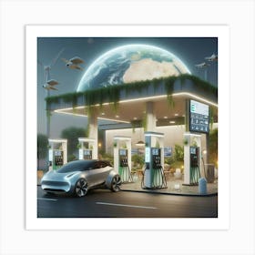 Electric Car Station Art Print