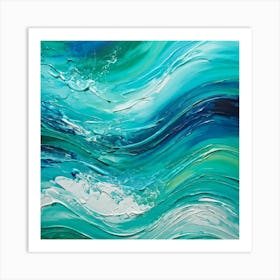 Abstract Turquoise Waves Embracing A Fresh Nautical Texture Gently Lapping Across The Canvas Blend (1) Art Print