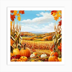 Bright Autumn Palette Incorporating Traditional Holiday Elements Styled In A Modern Art And Design (6) Art Print