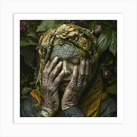 Woman Covered In Flowers Art Print