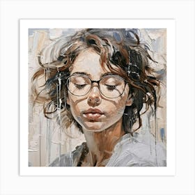 Portrait Of A Woman With Glasses 1 Art Print