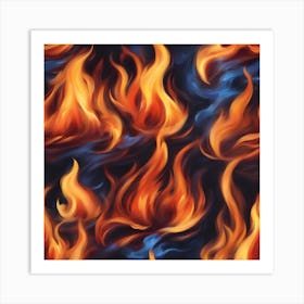 Fire Flames Seamless Pattern 1 Art Print