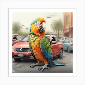 Parrot In The Parking Lot 1 Art Print