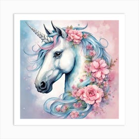 Beautiful Floral Unicorn Art Print