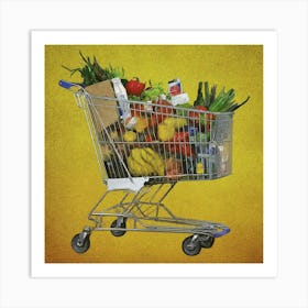 Shopping Cart Full Of Food Art Print