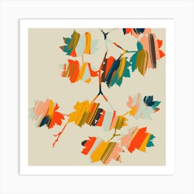 Colorful Hanging Maple Leaves Square Art Print