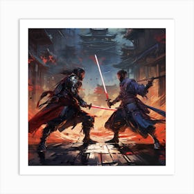 Samurai fight Art Print