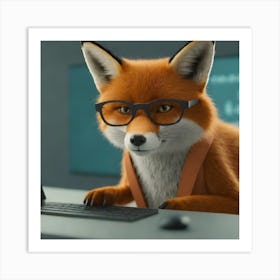 Fox In Glasses 1 Art Print