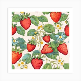 Strawberry Seamless Pattern Art Print
