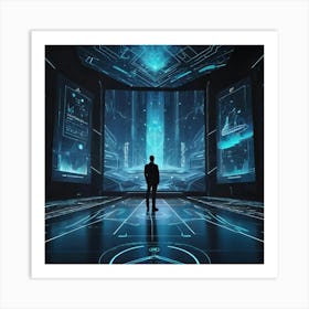 Futuristic Man In Futuristic Room 2 Art Print