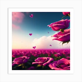 Pink Roses Wallpaper 1 Art Print