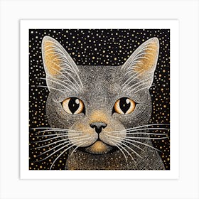 Cat With Stars 2 Art Print