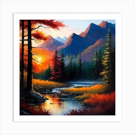 Sunset In The Mountains 2 Art Print