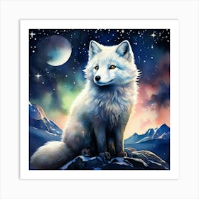 Fox In The Night Sky Art Print