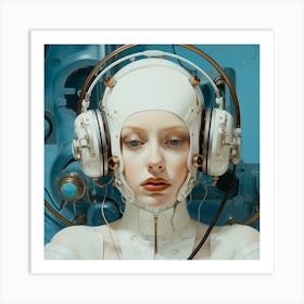 Futuristic Woman With Headphones 1 Art Print