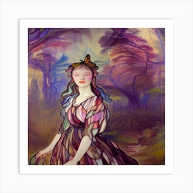 Girl In the mystical forest Art Print