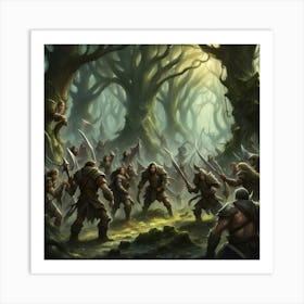 Dwarves In The Forest Art Print