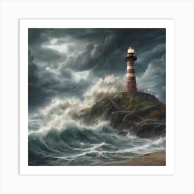 Stormy Lighthouse Art Print