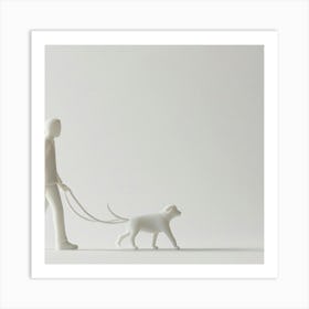 Man Walking Dog Art Print