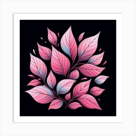 Abstract Leaves On Black Background Art Print