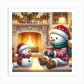 Christmas Snowman Art Print