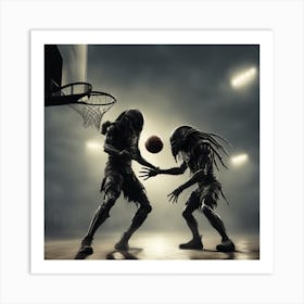 Aliens Playing Basketball Art Print