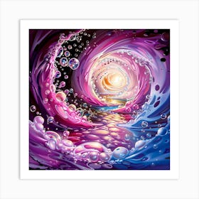 Bubbling Vortex In Pink, Blue, and Purple Abstract Art Print