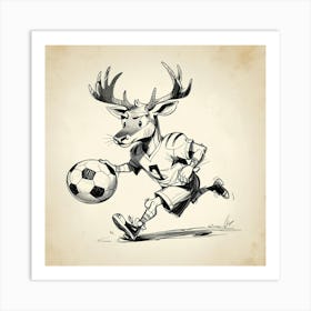 Deer Running With Soccer Ball Art Print