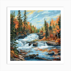 Waterfalls In Autumn Art Print