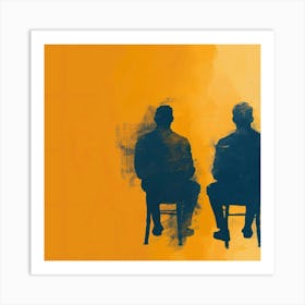 Silhouette Of Two Men 1 Art Print