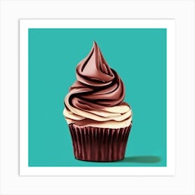 Chocolate Cupcake Colorful Background Art Print