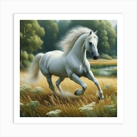 White Horse Running 1 Art Print