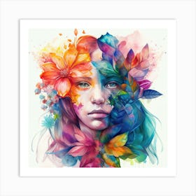 Watercolor Tropical Woman #8 Art Print