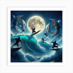 Ninja Surfers Art Print