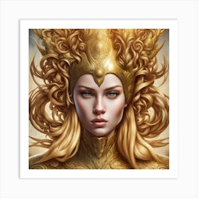 Golden Titan Goddess Art Print