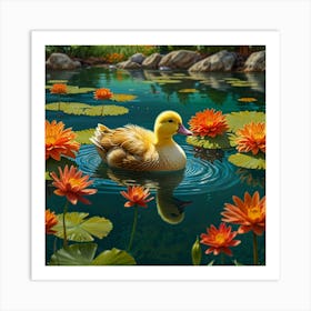 Duck In The Pond 2 Art Print