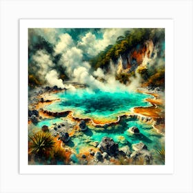 Mesmerizing Geothermal Springs Of Ahuachapán A Semi Abstract Digital Artwork Of El Salvador’S Natural Wonders Affiche