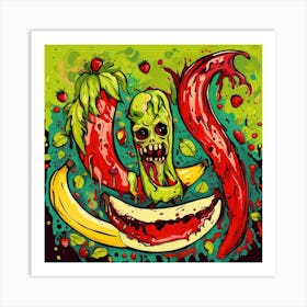 Zombie Fruit Vector Illustration Art Print