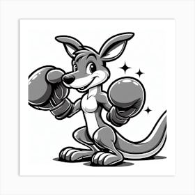 Cartoon Kangaroo With Boxing Gloves Art Print