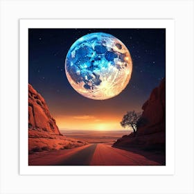 Full Moon In The Desert Art Print