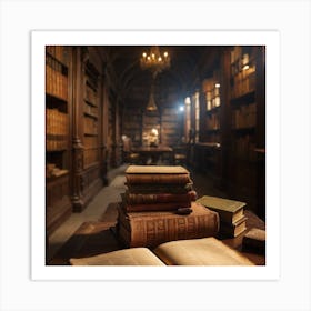 Old Books In A Library Art Print