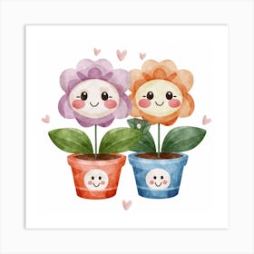 Couple Of Flowers In Pots Art Print