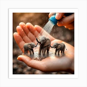 3d Elephants Art Print