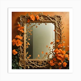 Mirror With Orange Flowers Art Print