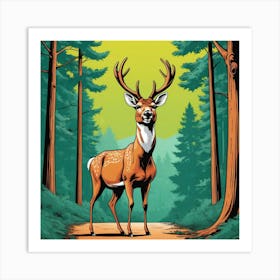 Deer In The Forest 5 Art Print