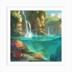 Waterfalls And Corals Art Print