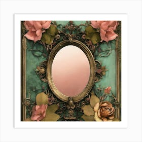 Mirror With Roses Art Print