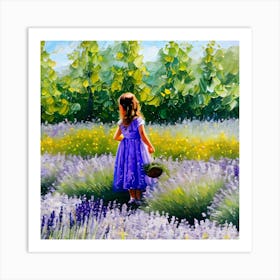 Little Girl In Lavender Field Art Print